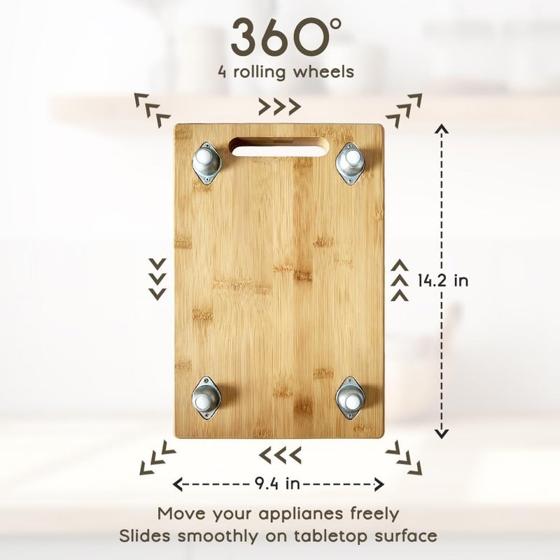 COMFECTO Appliance Slider, Sliding Tray for Coffee Maker, Appliance Sliders Kitchen Appliances Moving Caddy for Toaster Air Fryer Mixer, Brown - Image 2